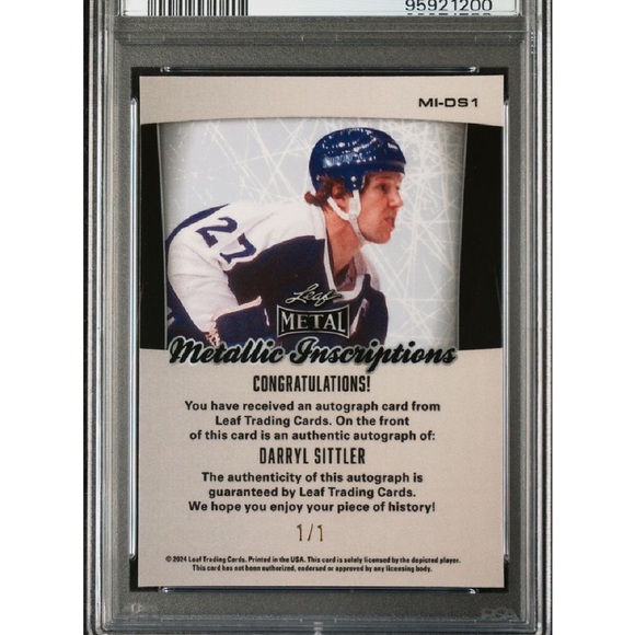 Darrel Sittler 1 of 1 PSA 9 Upper Deck Exotic. Autographed. - Picture 3 of 3